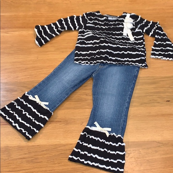 CACH CACH Other - CACH CACH~Size 3~Ruffle Jeans Stripe Top~SET